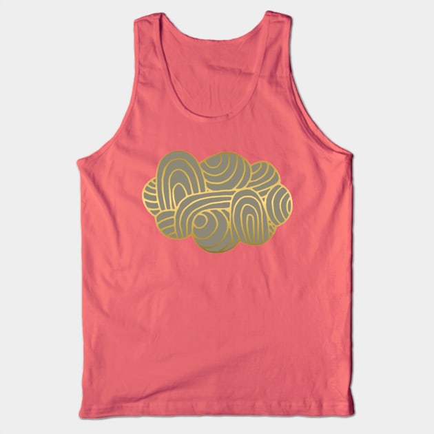 Cloud in Gold and Deep Silver –  Gold Cloud Line Drawing with Pewter Color Fill Tank Top by VegShop